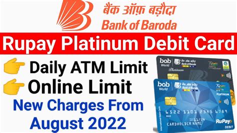 bob rupay platinum di contactless debit card annual charges|RuPay platinum bank of baroda.